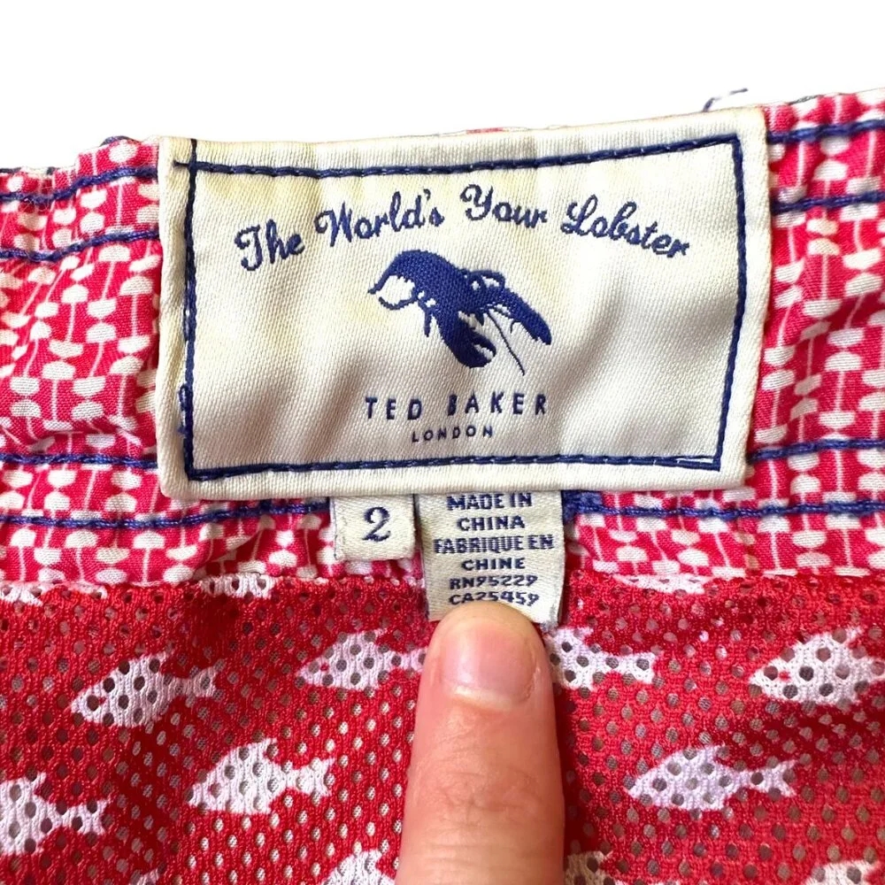 Ted Baker Blue Swim Trunks Shorts Lined Pockets Size 2 Waist 34‎